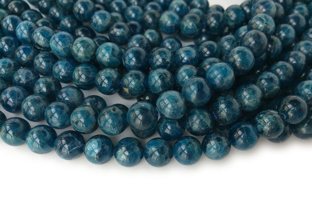 15.5" 6mm/8mm natural apatite dark blue stone round beads,AA