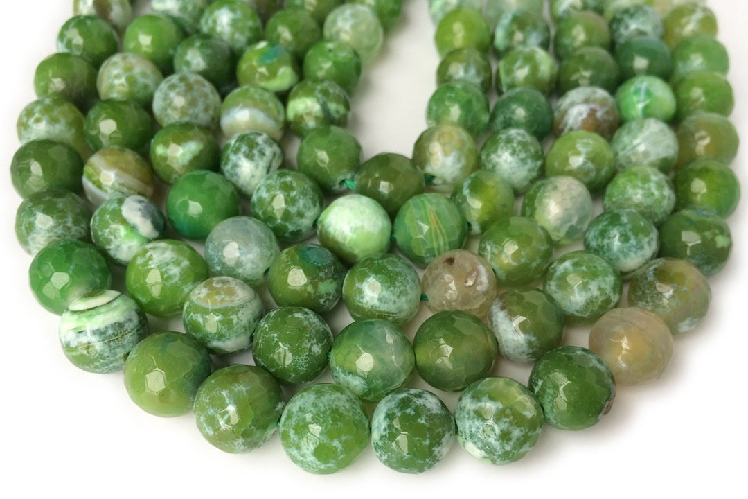 15" 8mm/10mm green fire Agate Round faceted beads