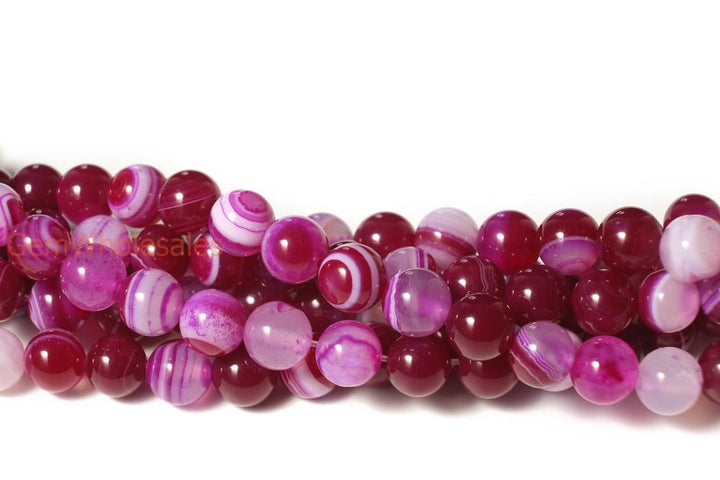 15" 6mm/8mm purple stripe Agate Round beads Gemstone