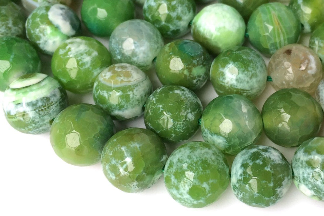 15" 8mm/10mm green fire Agate Round faceted beads