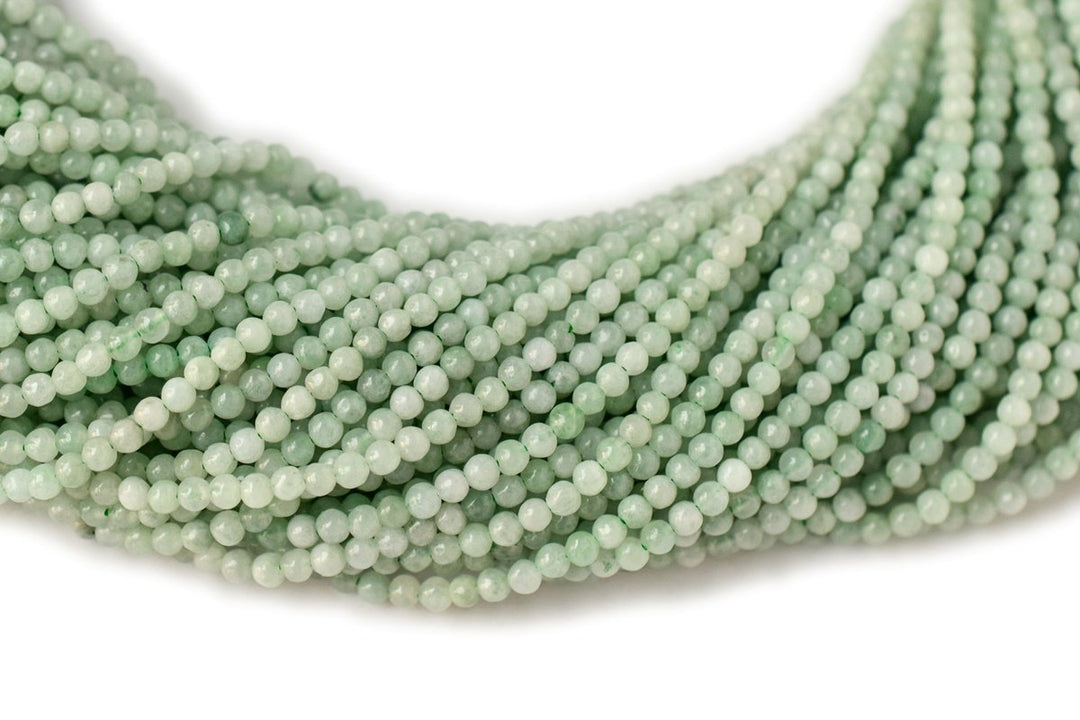 15.5" 2mm natural genuine green burma jadeite Round beads