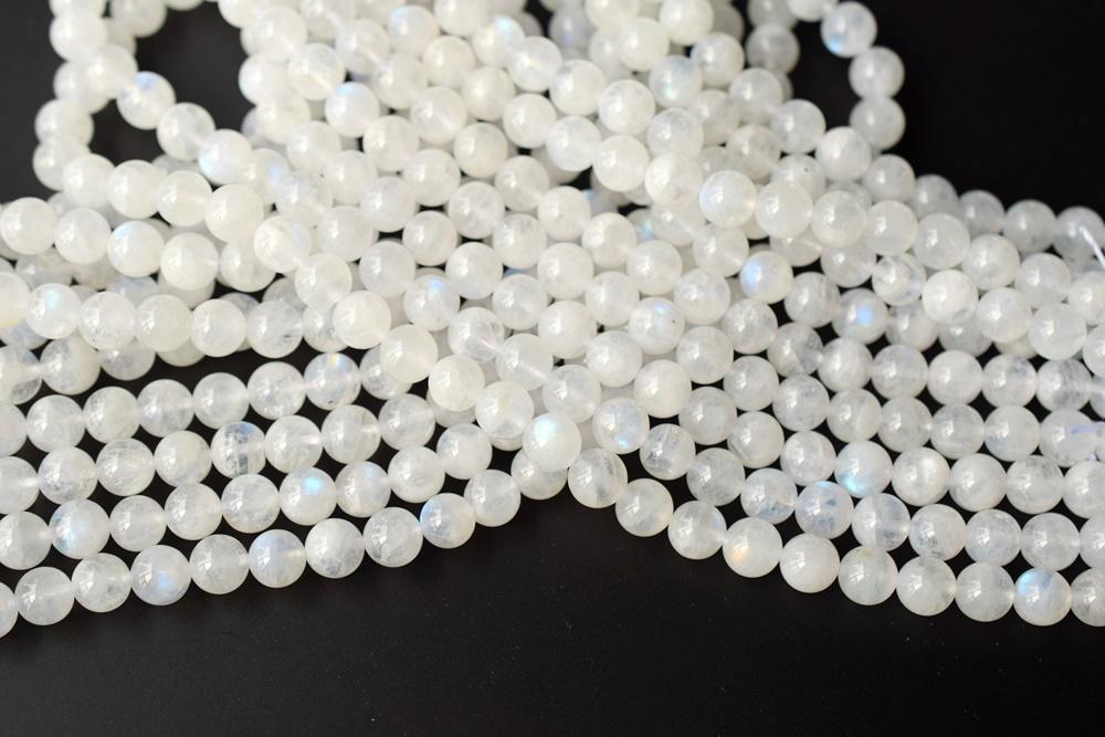7.5" 8mm Natural Blue shinning white Moonstone round beads,AAA 8mm white moonstone