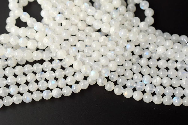 7.5" 8mm Natural Blue shinning white Moonstone round beads,AAA 8mm white moonstone