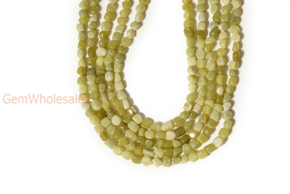 15.5" 5~7mm Natural Olive jade pebbles beads,potato beads, small nugget beads,Serpentine pebbles