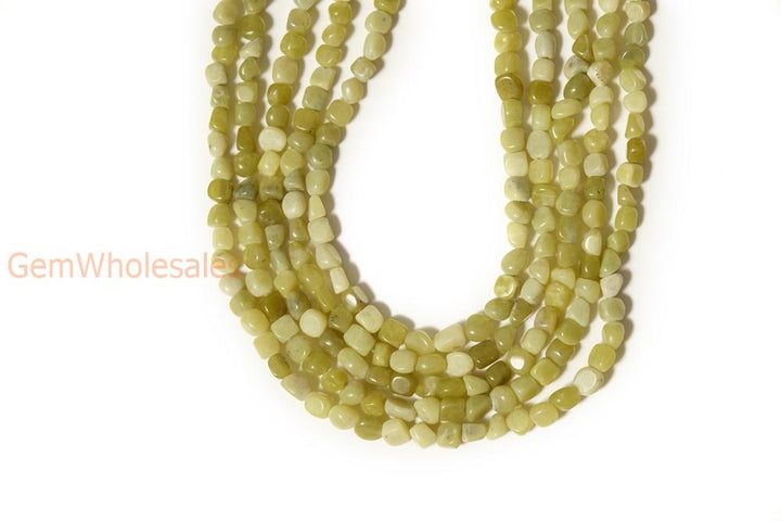 15.5" 5~7mm Natural Olive jade pebbles beads,potato beads, small nugget beads,Serpentine pebbles