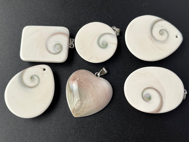 1PC 30~40mm Sun shell fossil heart pendant, solar spiral shell