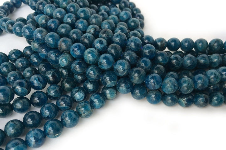 15.5" 6mm/8mm natural apatite dark blue stone round beads,AA