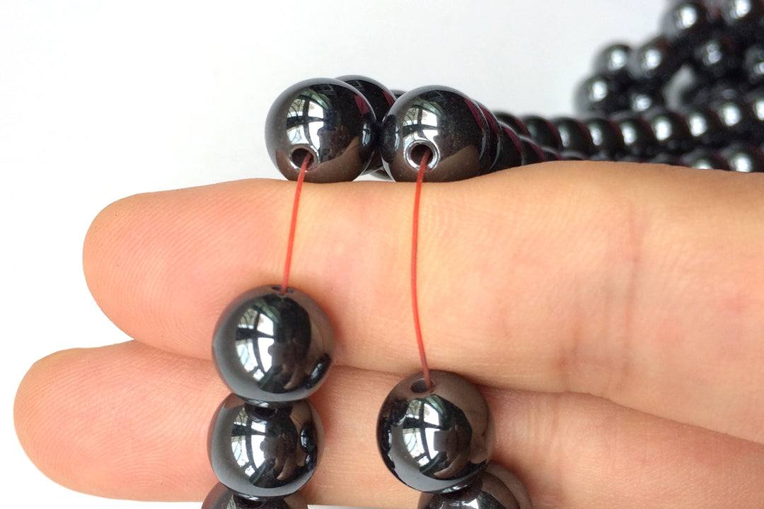 15.5" 10mm Natural Hematite stone round beads, 2mm hole