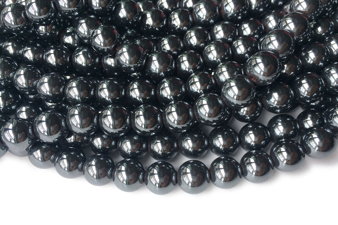 15.5" 10mm Natural Hematite stone round beads, 2mm hole