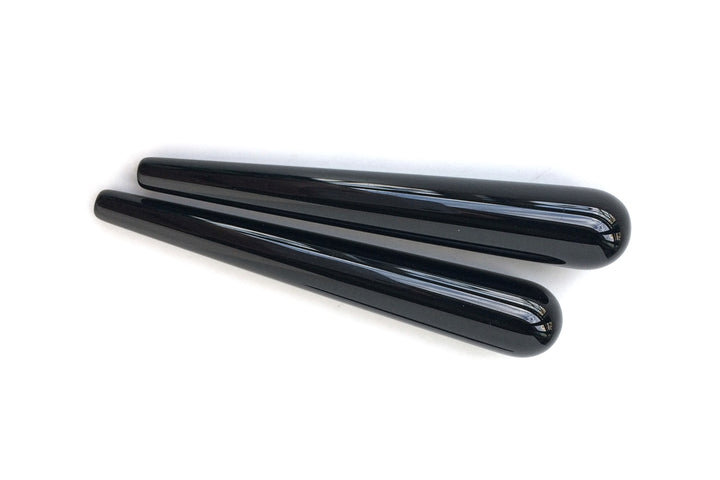 1Pair 10x60mm half hole black agate/onyx teardrop beads