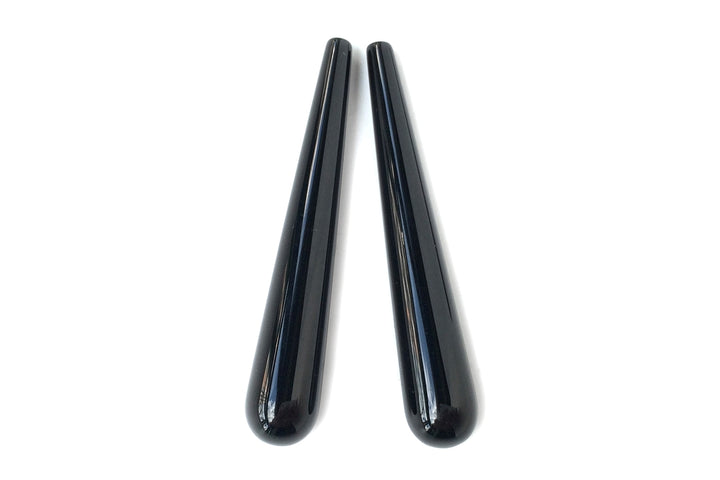 1Pair 10x60mm half hole black agate/onyx teardrop beads