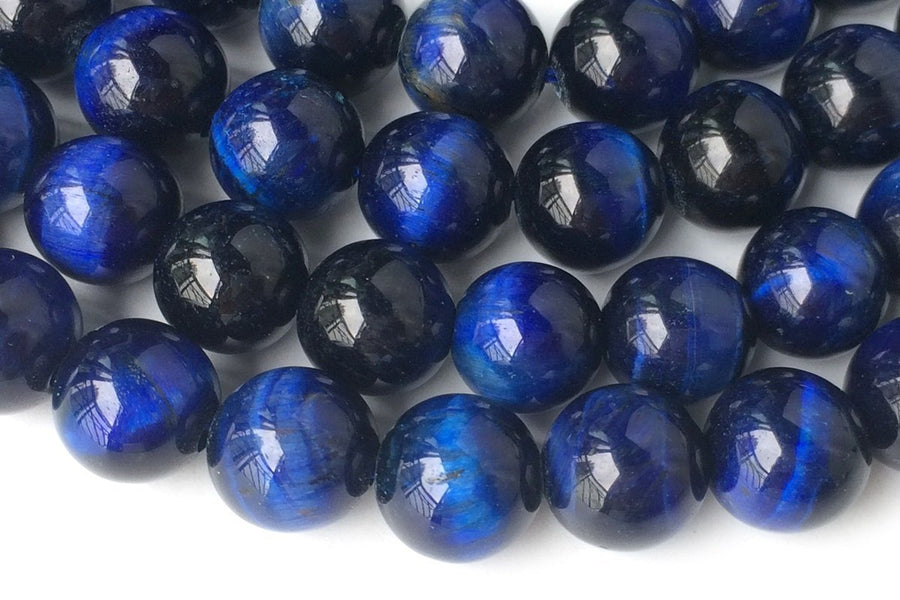 15.5" 8mm/10mm/12mm Dyed Dark Blue tiger eye round stone beads