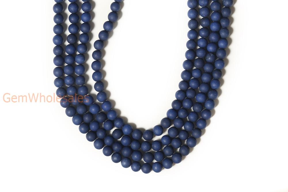 15.5" 6mm/8mm/10mm matte lapis dark blue dyed jade Round beads