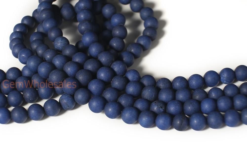 15.5" 6mm/8mm/10mm matte lapis dark blue dyed jade Round beads