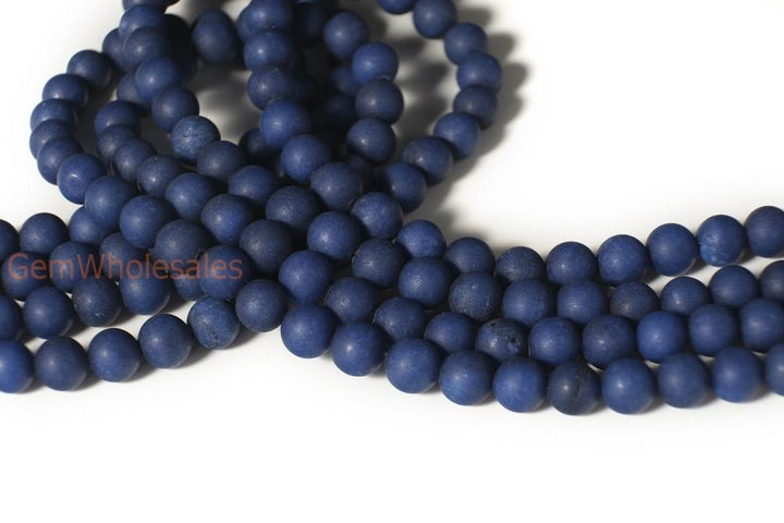 15.5" 6mm/8mm/10mm matte lapis dark blue dyed jade Round beads