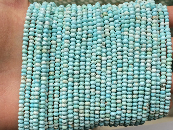 15.5" 2x4mm light Blue howlite roundel/rondelle faceted beads