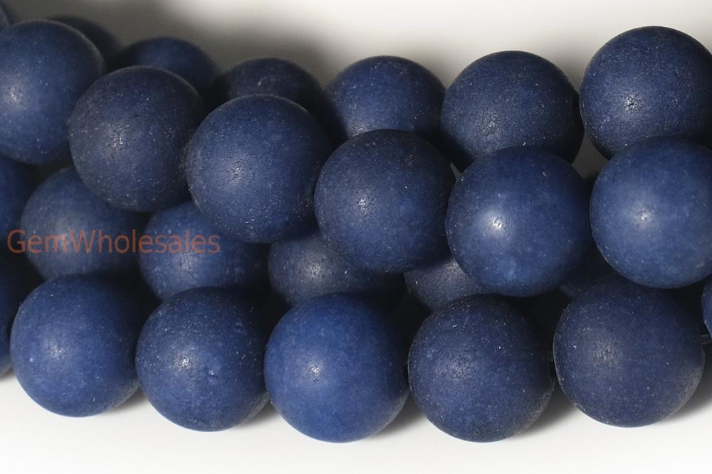 15.5" 6mm/8mm/10mm matte lapis dark blue dyed jade Round beads