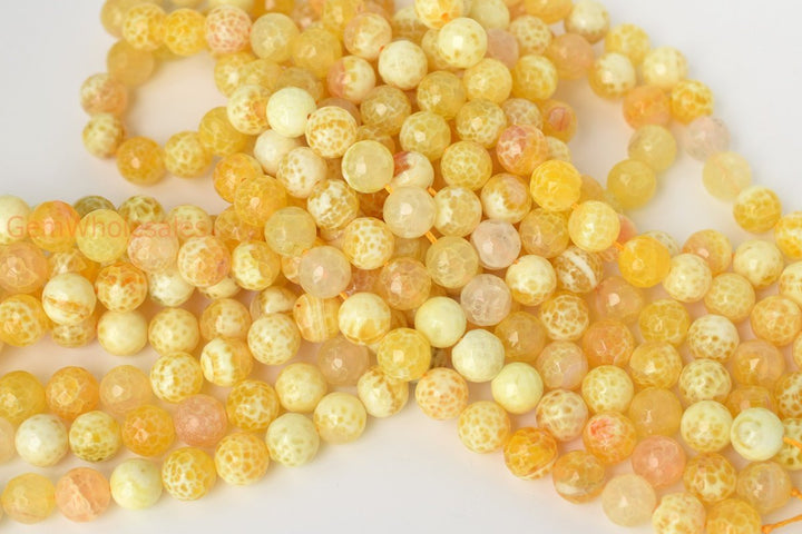 15" 8mm/10mm/12mm yellow fire Agate Round beads Gemstone