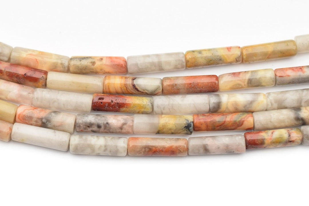 15.5"Crazy natural 4x13mm yellow crazy Agate Tube beads Gemstone