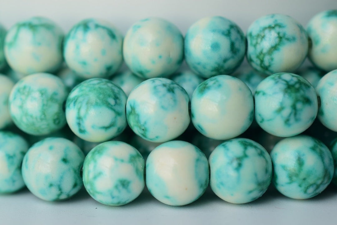 15.5" 8mm Dyed green rain flower stone,mix color rain flower jasper beads