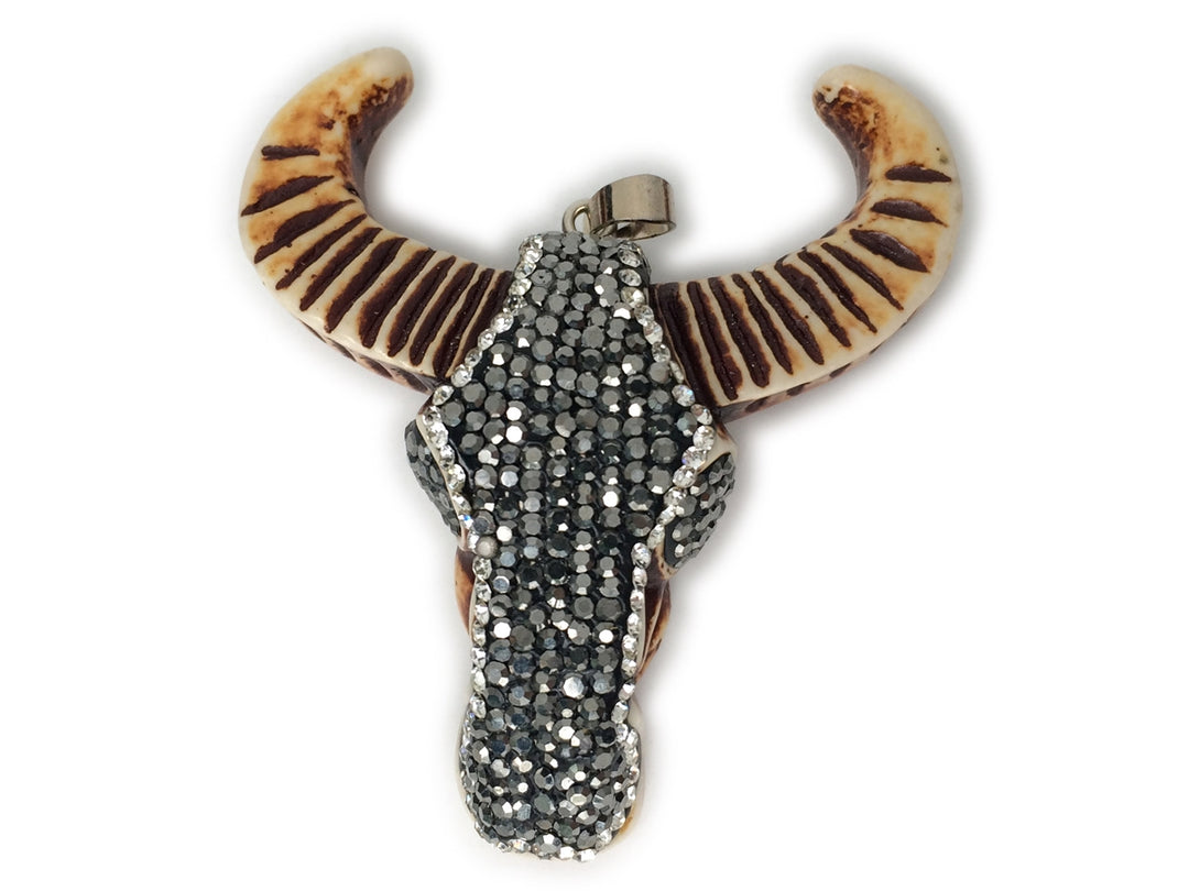 1PC 50x56mm Antique brown color Resin bull cow head pendant