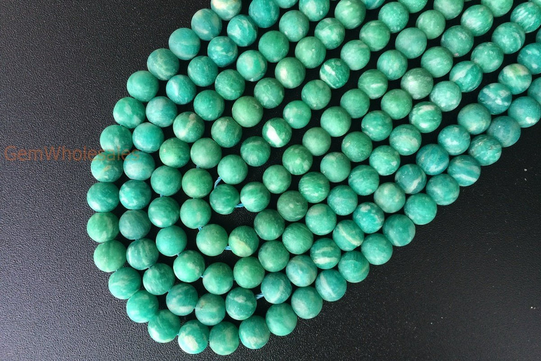 15.5" Natural Matte/frosted Russian amazonite 4mm/6mm round beads