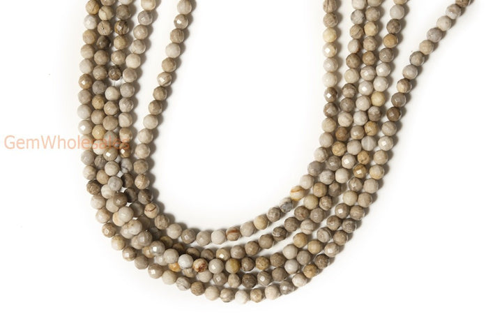 15.5" Natural silver leaf stone round faceted beads 4mm/8mm/10mm,Silver leaf jasper
