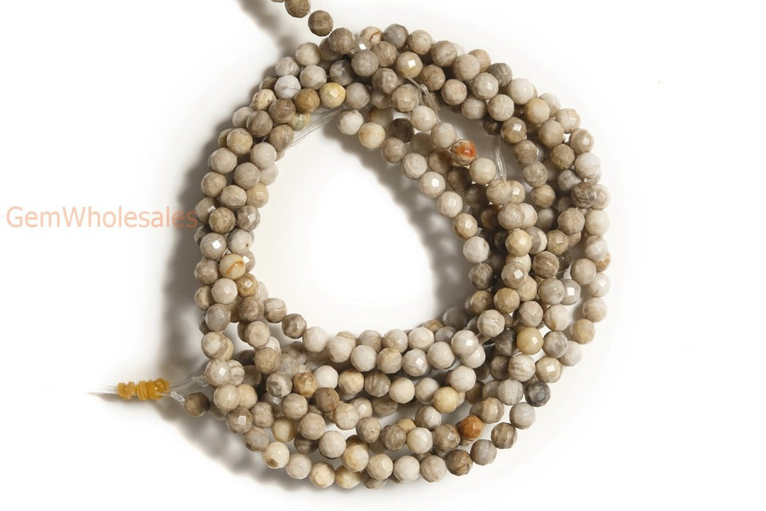 15.5" Natural silver leaf stone round faceted beads 4mm/8mm/10mm,Silver leaf jasper