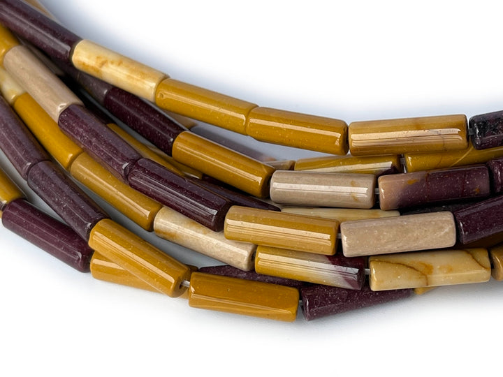 15" 4x13mm Natural moukaite (mookaite) round tubes/Cylinder beads