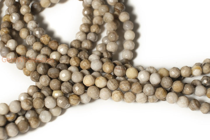 15.5" Natural silver leaf stone round faceted beads 4mm/8mm/10mm,Silver leaf jasper