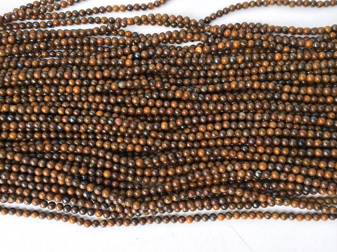 15.5" 4mm Natural yellow iron tiger eye stone round beads