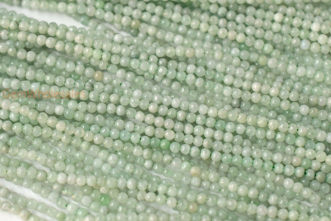 15.5" 2mm natural genuine green burma jadeite Round beads