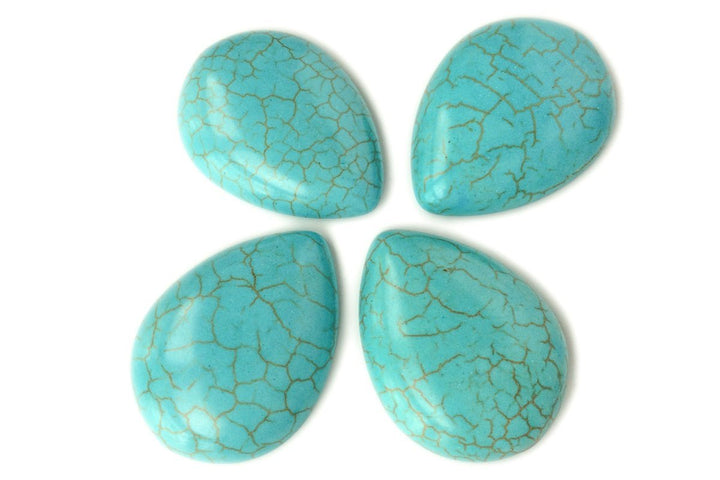 1PC 30x40mm Blue turquoise howlite flate teardrop cabochon,