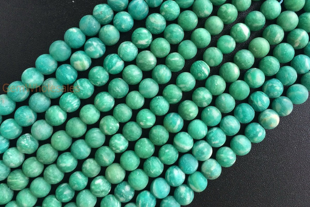 15.5" Natural Matte/frosted Russian amazonite 4mm/6mm round beads