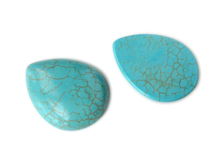 1PC 30x40mm Blue turquoise howlite flate teardrop cabochon,