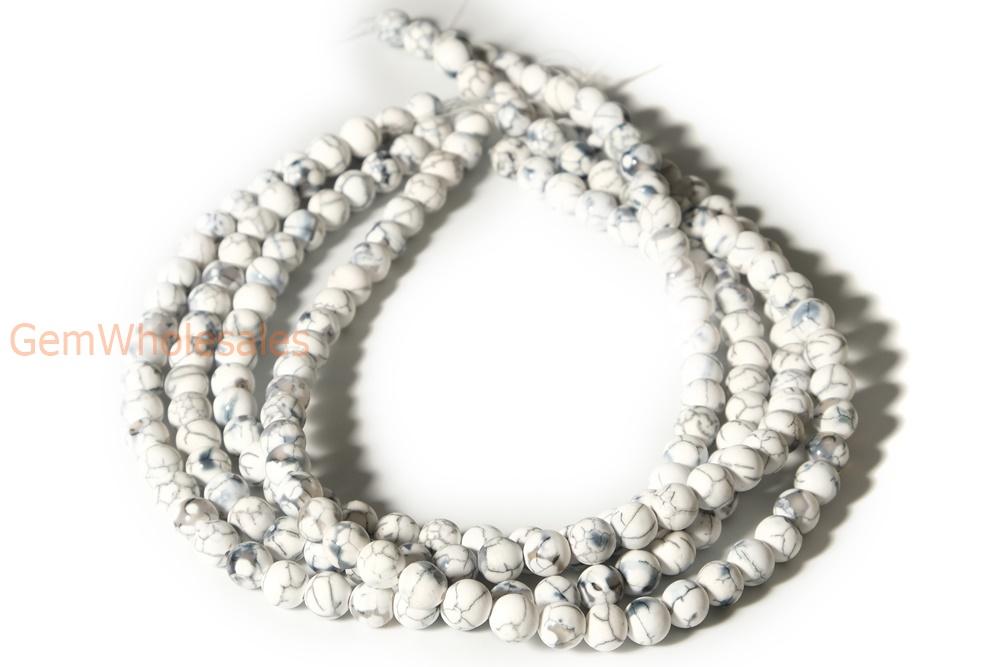 15" 8mm/10mm white dream fire dragon veins frosted Agate Round beads