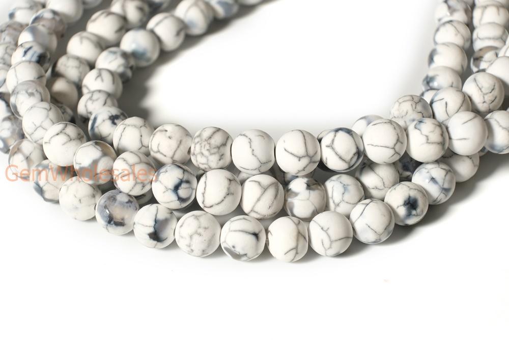 15" 8mm/10mm white dream fire dragon veins frosted Agate Round beads