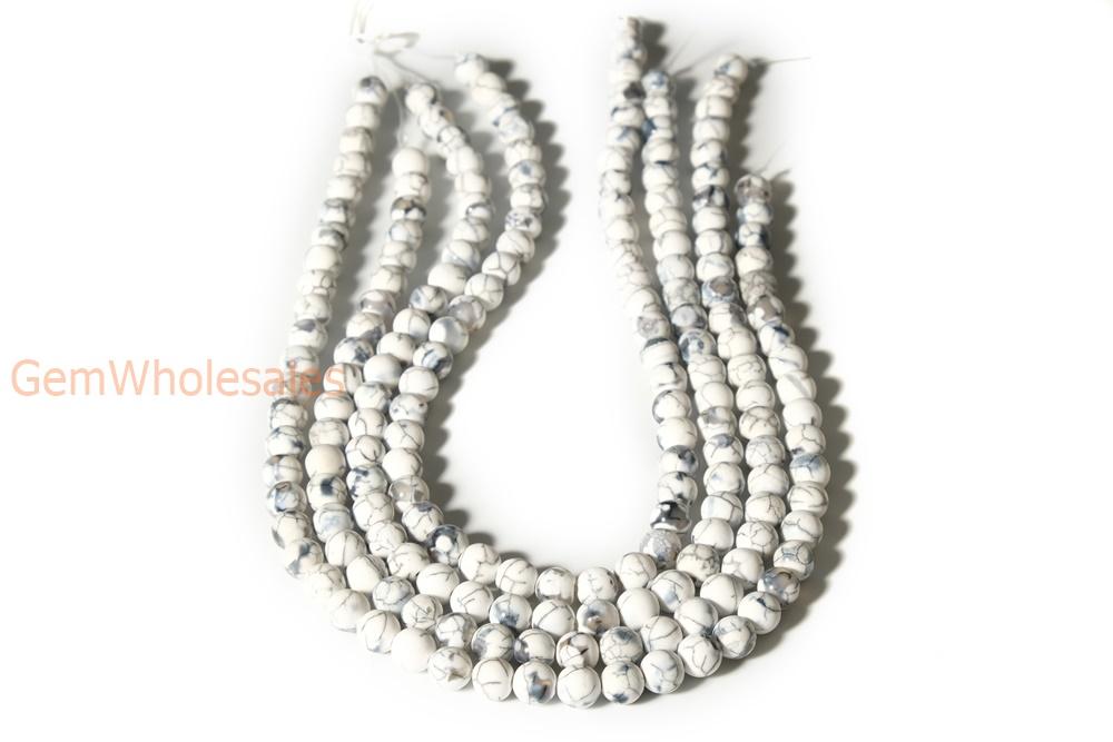 15" 8mm/10mm white dream fire dragon veins frosted Agate Round beads