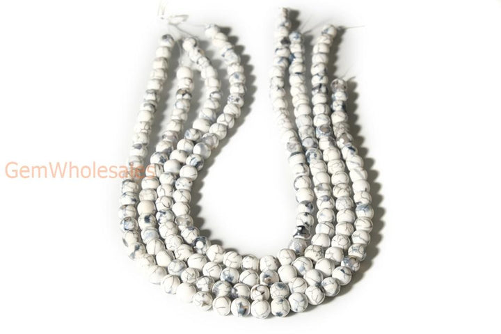 15" 8mm/10mm white dream fire dragon veins frosted Agate Round beads