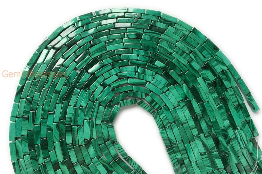 10PCS 4x13mm Genuine natural malachite stone Rectangle tube beads AA