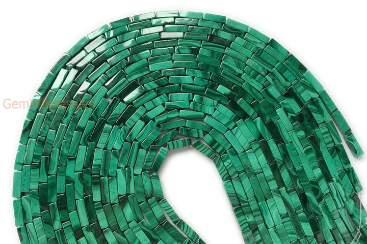 10PCS 4x13mm Genuine natural malachite stone Rectangle tube beads AA