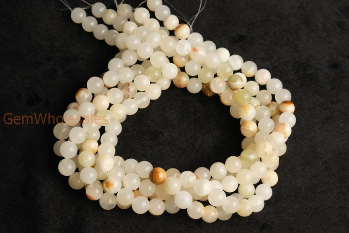 15.5" 6mm/8mm natural white green jade Round beads gemstone