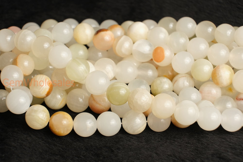 15.5" 6mm/8mm natural white green jade Round beads gemstone