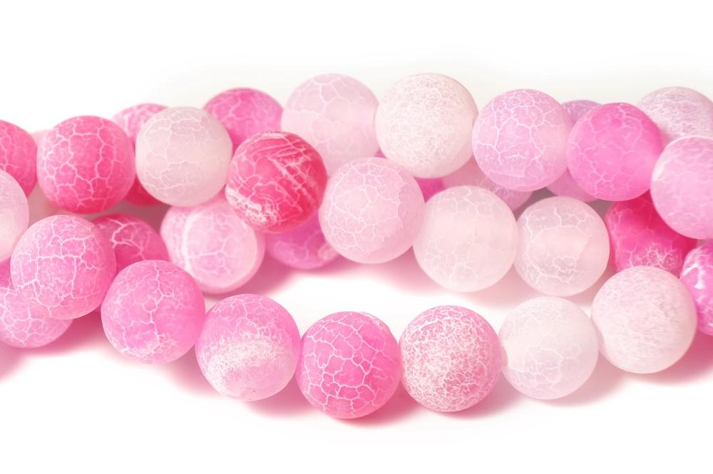 15" 6mm/8mm/10mm/12mm pink dream fire dragon veins frosted Agate Round beads Gemstone
