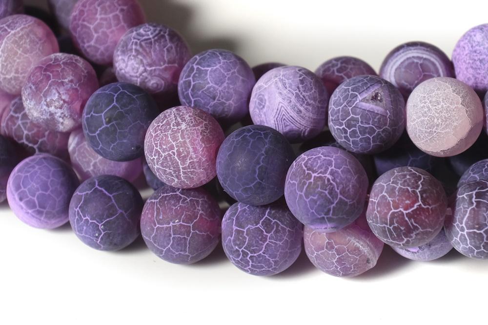 15" 6mm/8mm/10mm/12mm purple dream fire dragon veins frosted Agate Round beads Gemstone