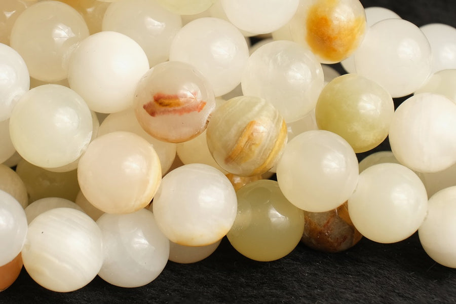 15.5" 6mm/8mm natural white green jade Round beads gemstone