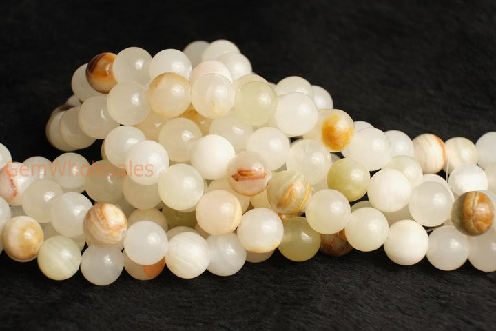 15.5" 6mm/8mm natural white green jade Round beads gemstone