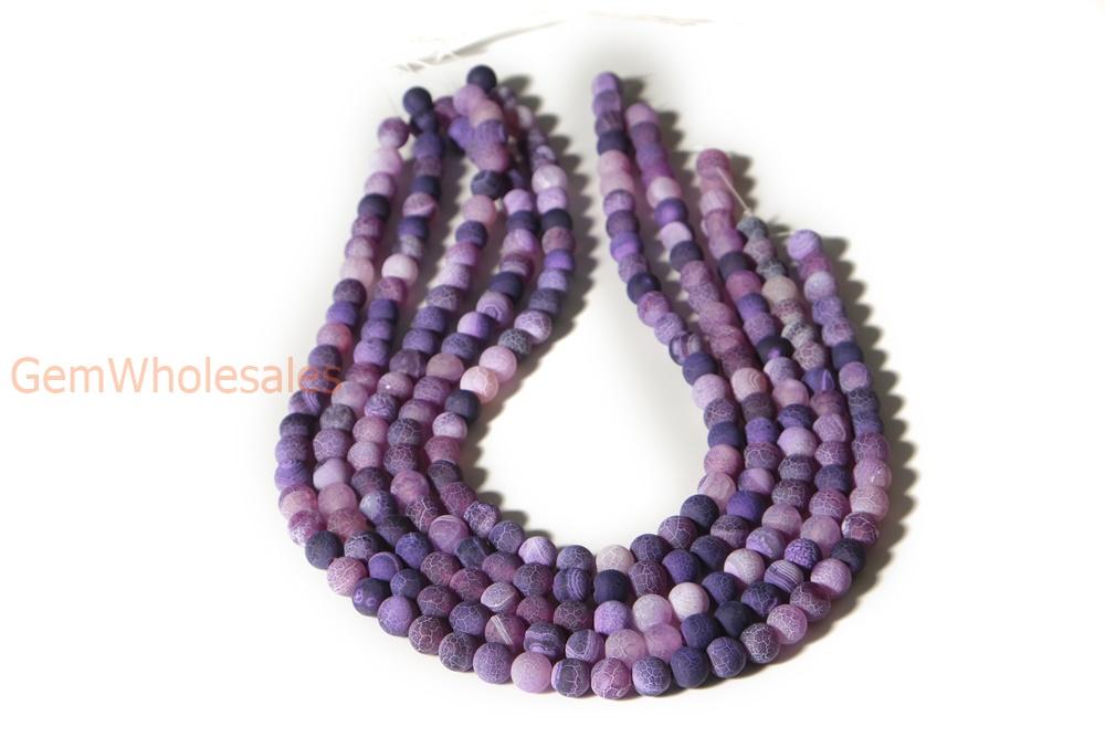 15" 6mm/8mm/10mm/12mm purple dream fire dragon veins frosted Agate Round beads Gemstone
