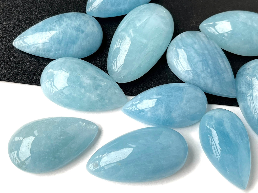 1PC 26~33mm AA Natural Aquamarine teardrop cabochon Undrilled pendant