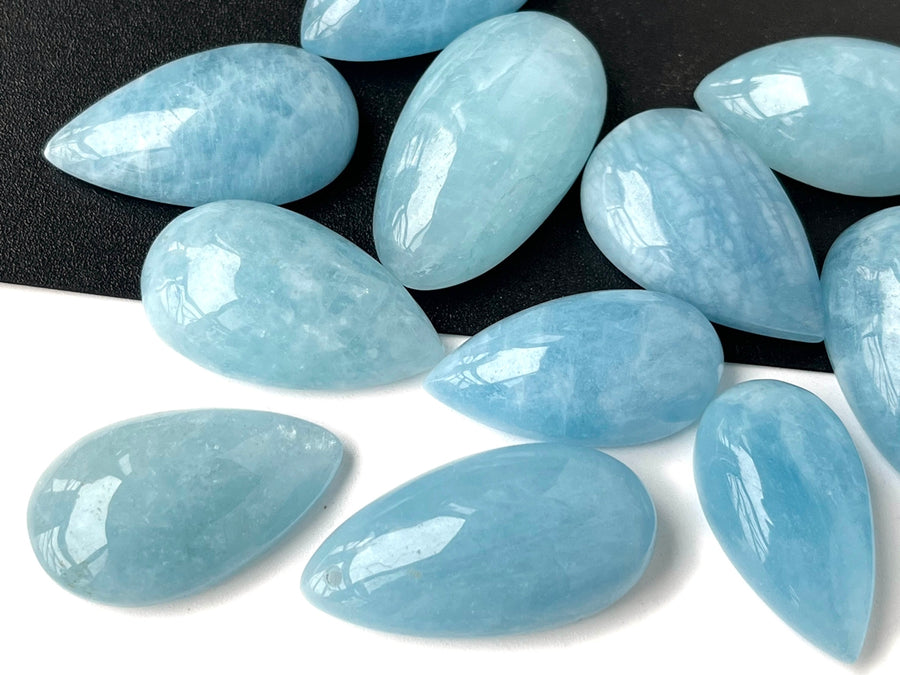1PC 26~33mm AA Natural Aquamarine teardrop cabochon Undrilled pendant